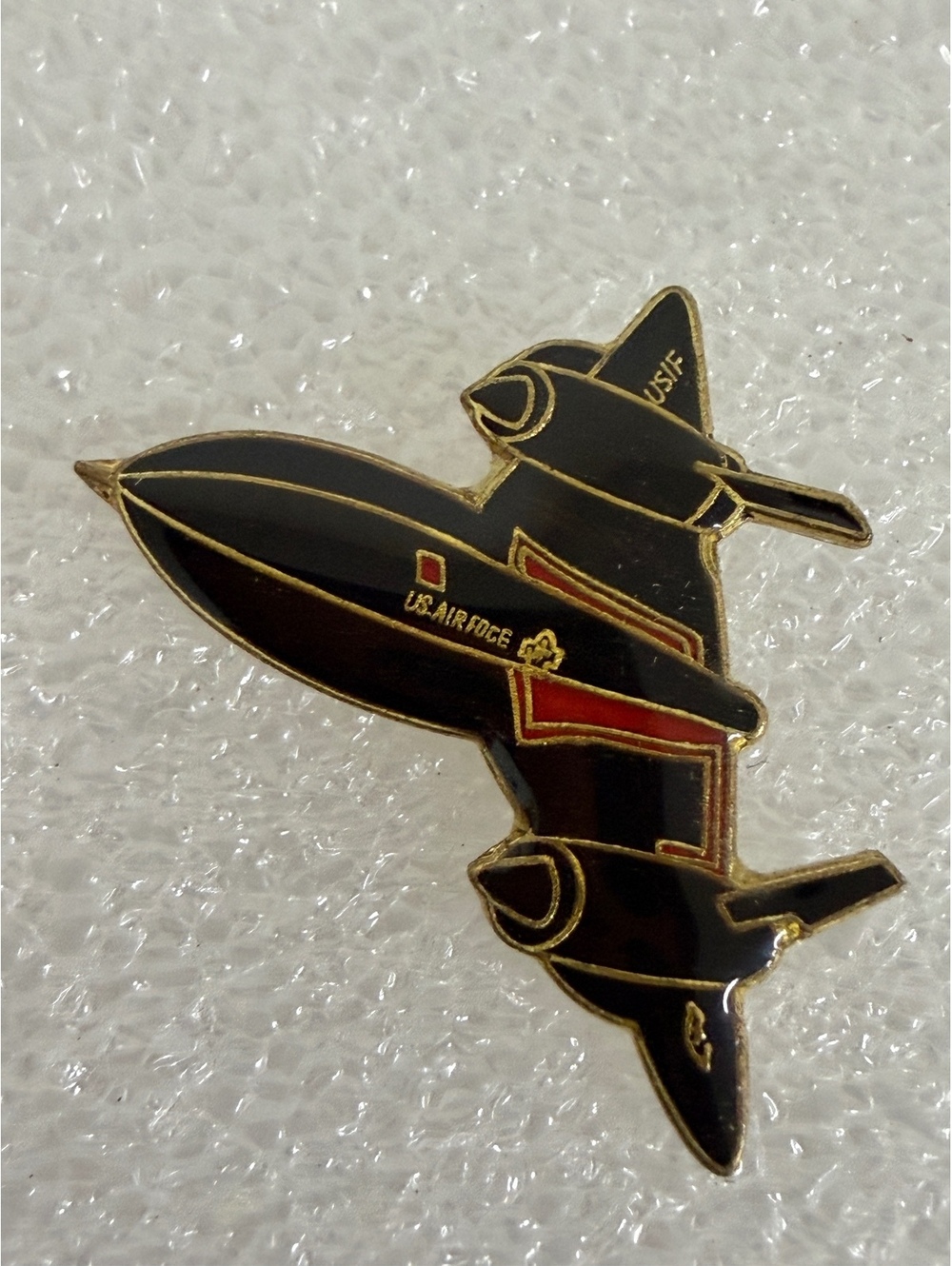 Vintage US Air Force Black Airplane Enamel Pin